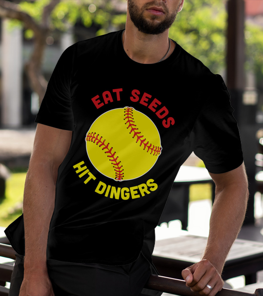 Eat Seeds Hit Dingers Softball Yellow T-Shirt