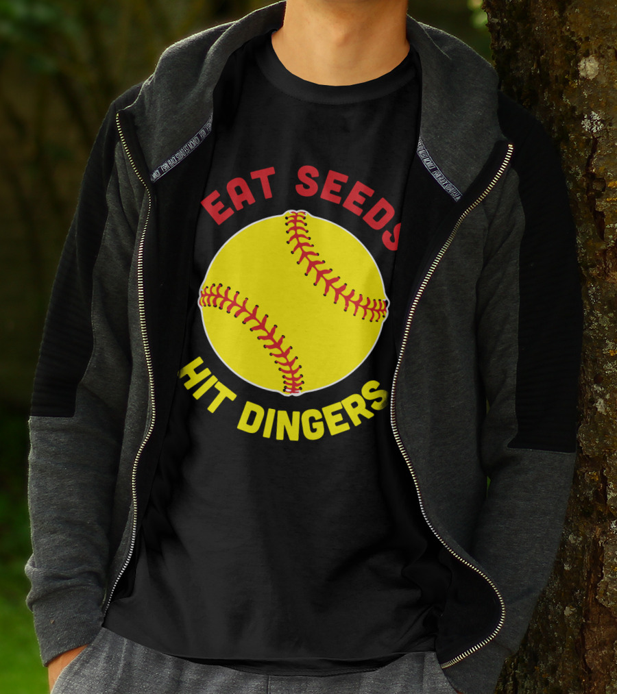 Eat Seeds Hit Dingers Softball Yellow T-Shirt