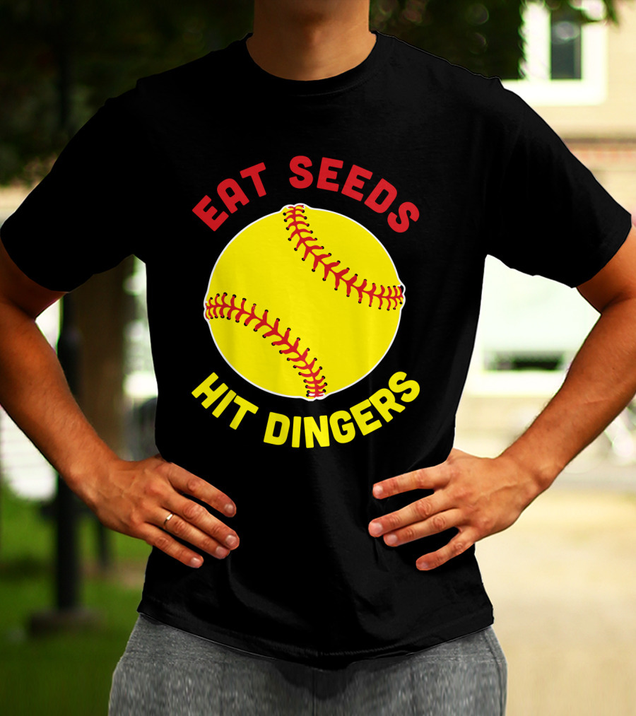 Eat Seeds Hit Dingers Softball Yellow T-Shirt