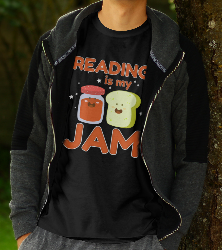 READING IS MY JAM Cute Kawaii Jam Jar And Bread With Stars T-Shirt