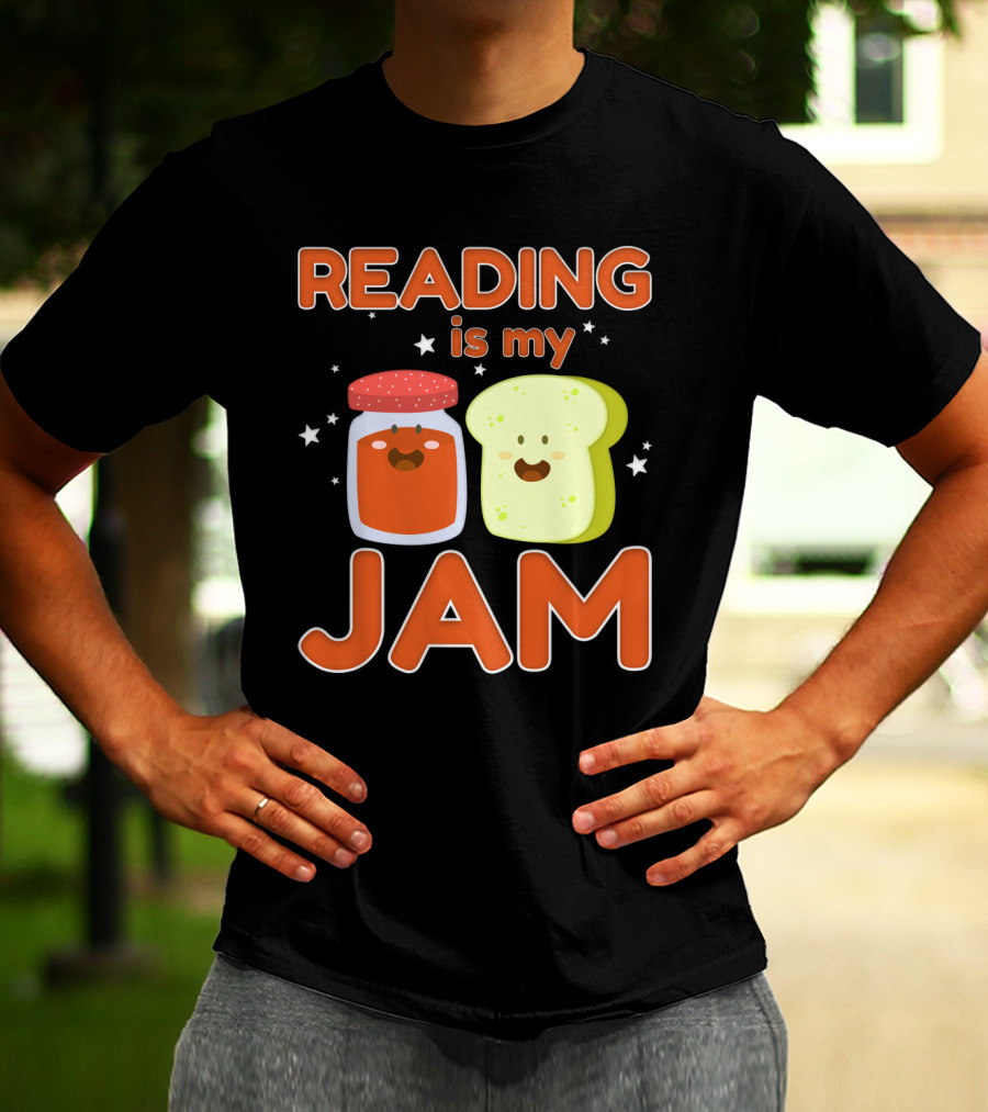 READING IS MY JAM Cute Kawaii Jam Jar And Bread With Stars T-Shirt