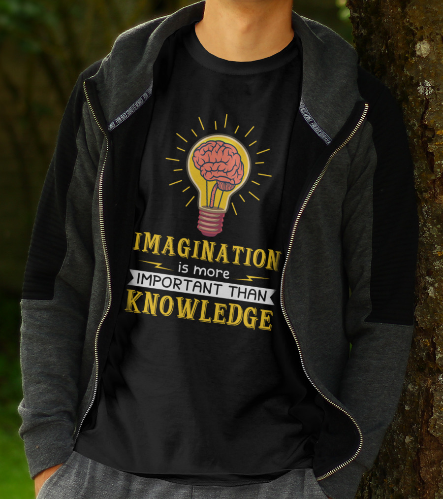 Imagination Is More Important Than Knowledge Brain Light Bulb T-Shirt
