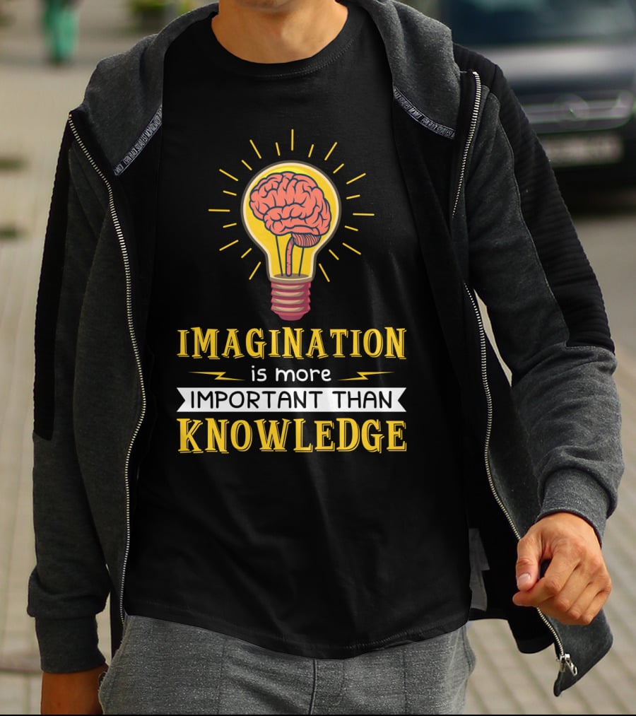 Imagination Is More Important Than Knowledge Brain Light Bulb T-Shirt