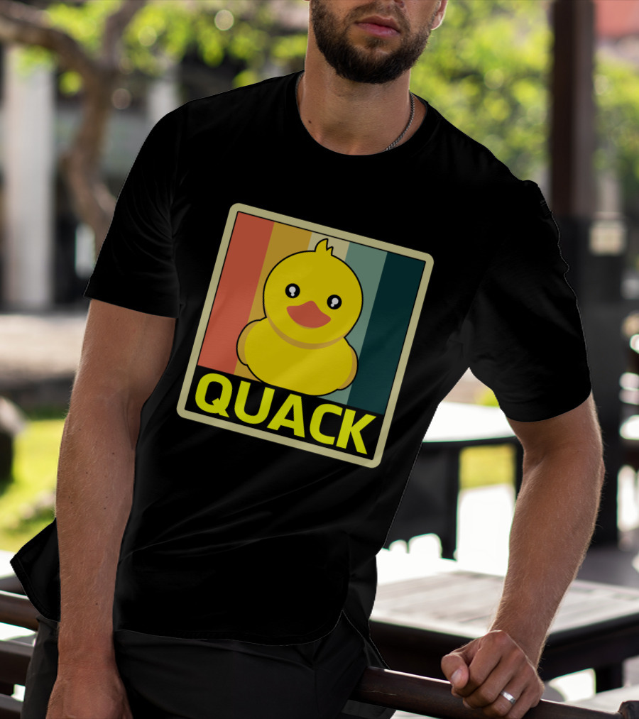 Vintage Rubber Duck Quack Retro Stripes T-Shirt