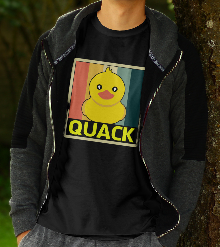 Vintage Rubber Duck Quack Retro Stripes T-Shirt