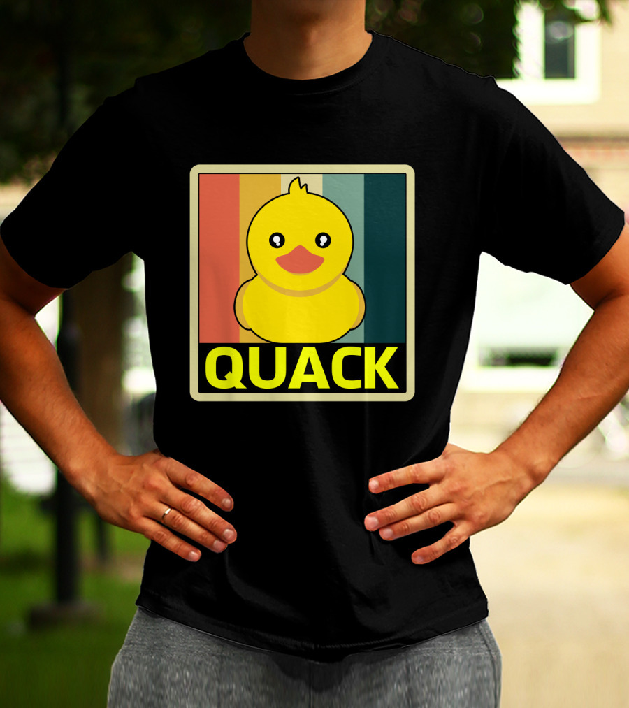 Vintage Rubber Duck Quack Retro Stripes T-Shirt
