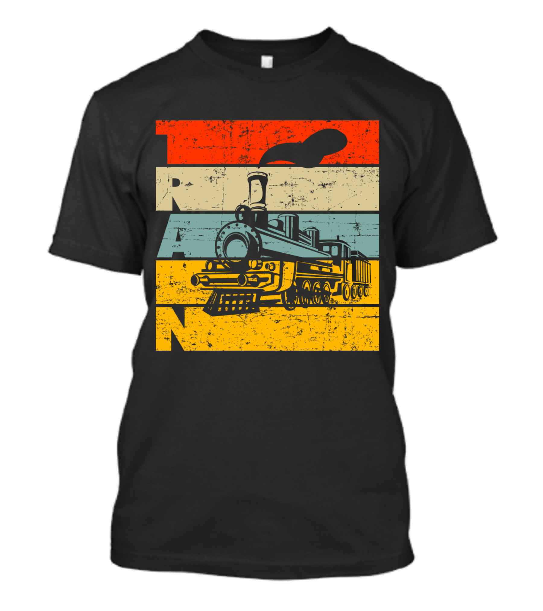 Vintage Train Retro Steam Locomotive Stripes T-Shirt