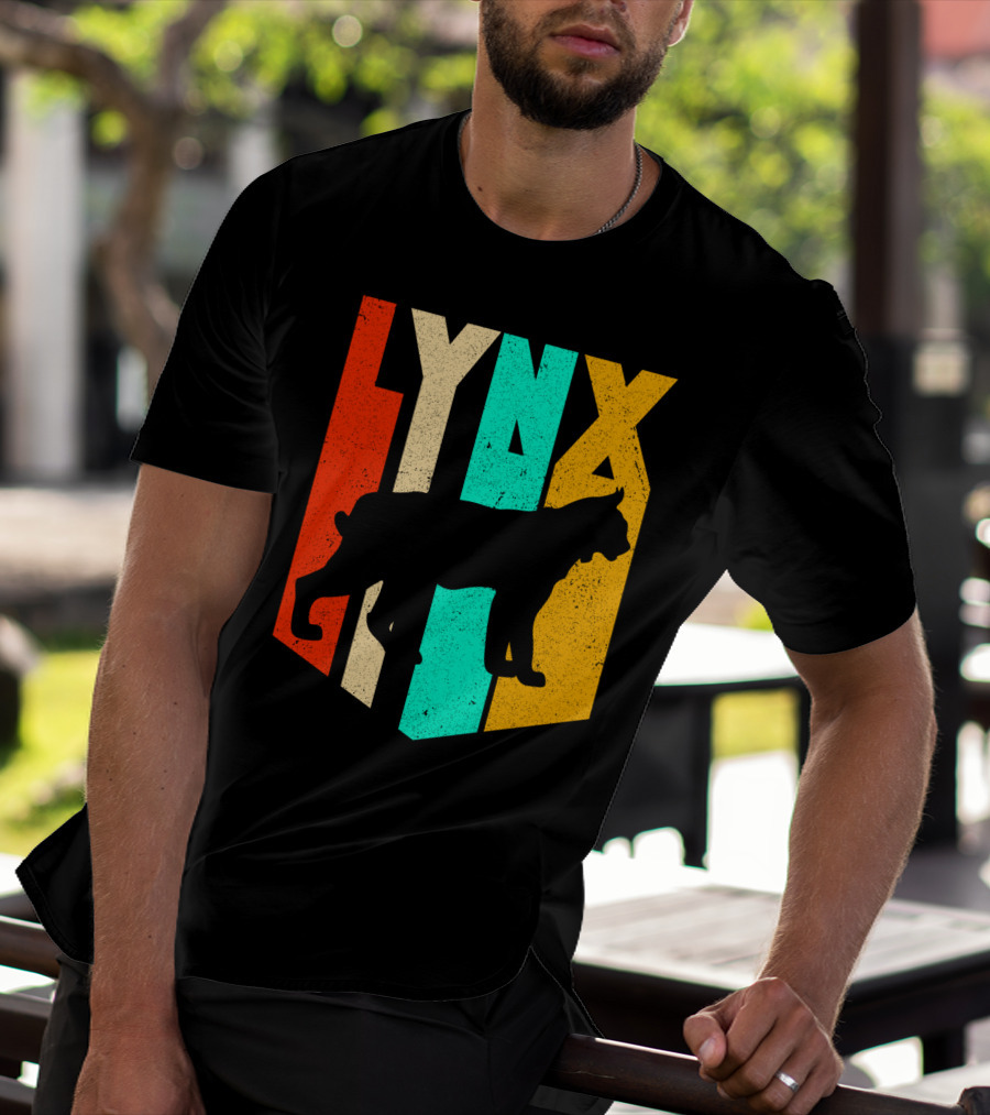 LYNX Retro Wildlife Silhouette Typography T-Shirt