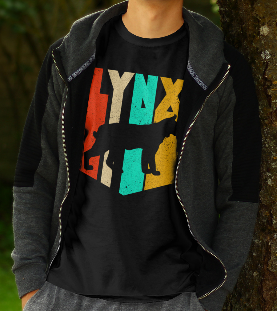 LYNX Retro Wildlife Silhouette Typography T-Shirt