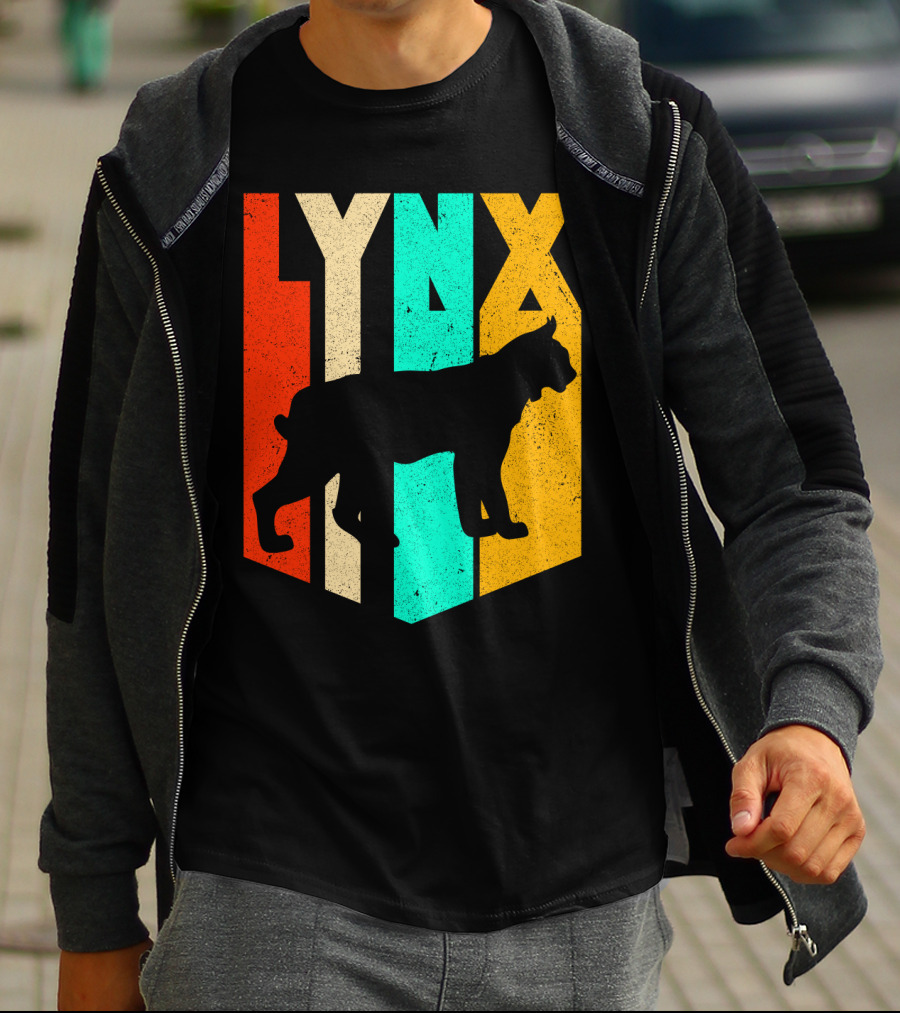 LYNX Retro Wildlife Silhouette Typography T-Shirt