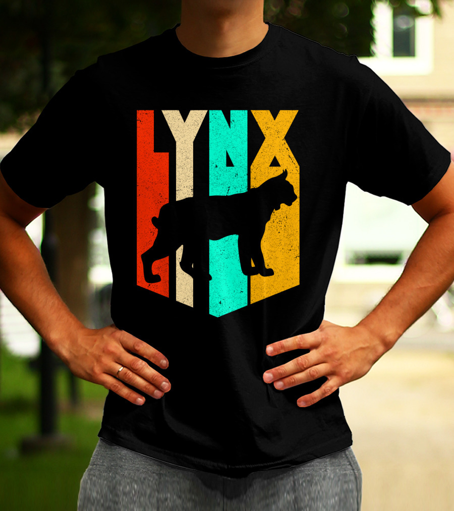 LYNX Retro Wildlife Silhouette Typography T-Shirt