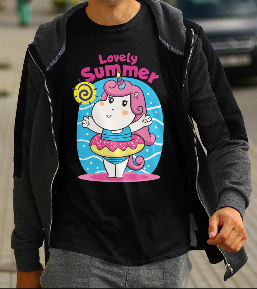 Lovely Summer Cute Unicorn Inflatable Swim Fun T-Shirt