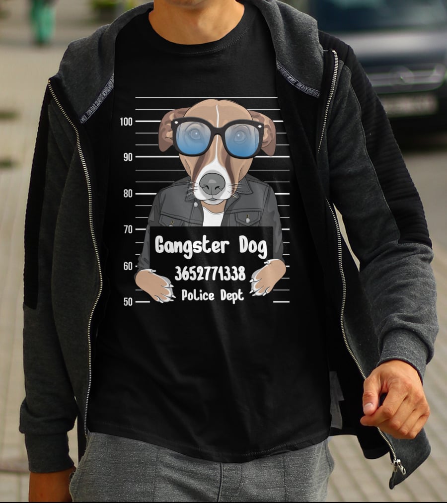 Gangster Dog 3652771338 Police Dept Mugshot T-Shirt