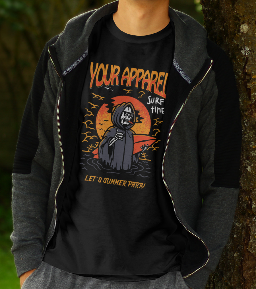 Your Apparel Surf Time Let's Summer Party Goblin Skull T-Shirt