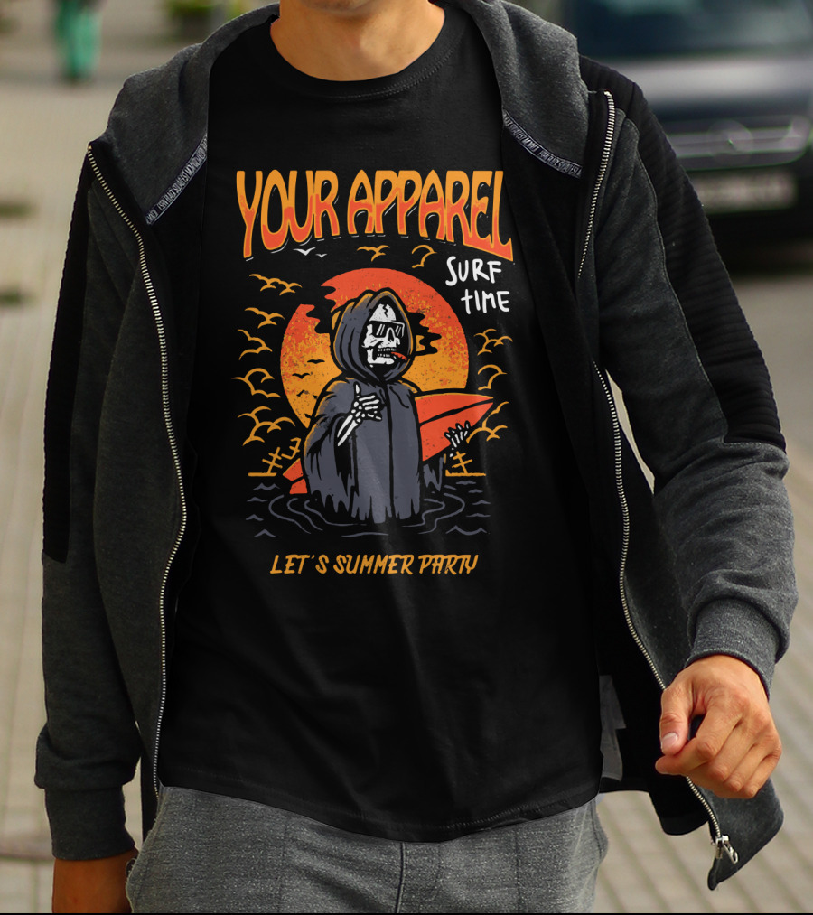 Your Apparel Surf Time Let's Summer Party Goblin Skull T-Shirt