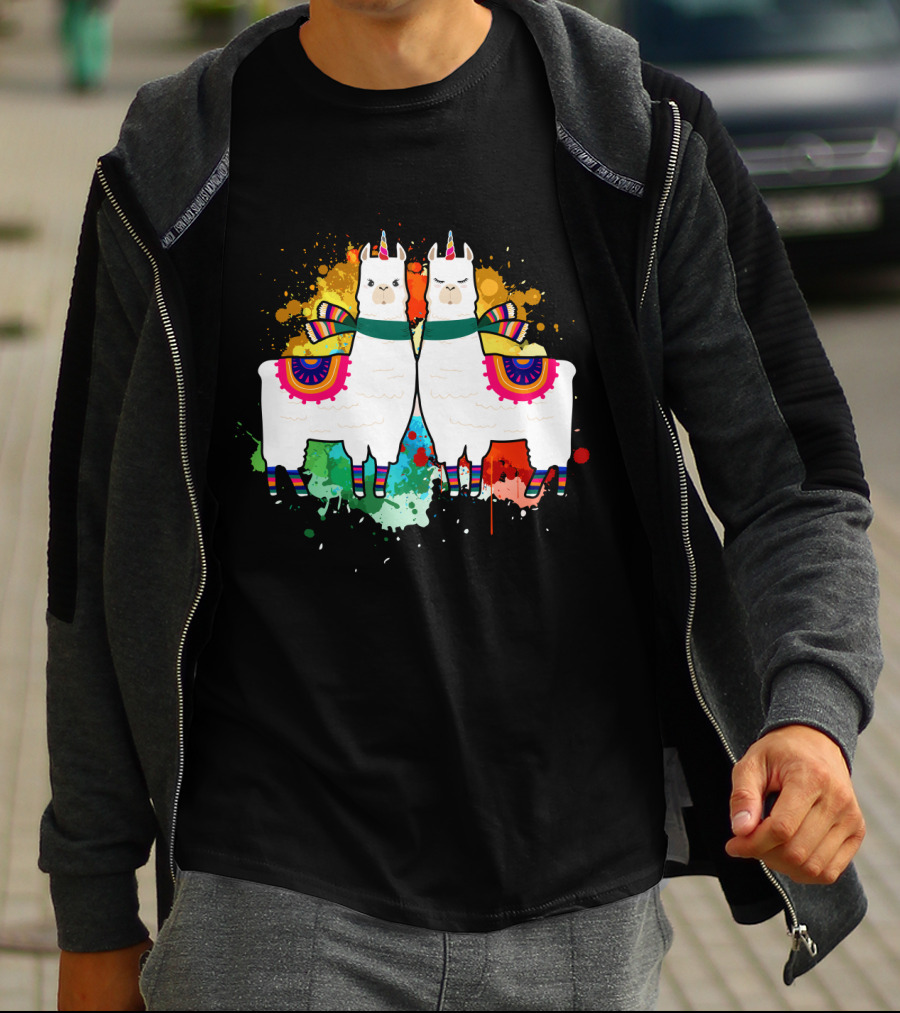 Alpaca Unicorn Unipaca Splash Art Duo T-Shirt