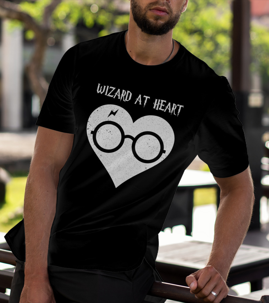 Wizard At Heart Harry Glasses Lightning Bolt Heart T-Shirt