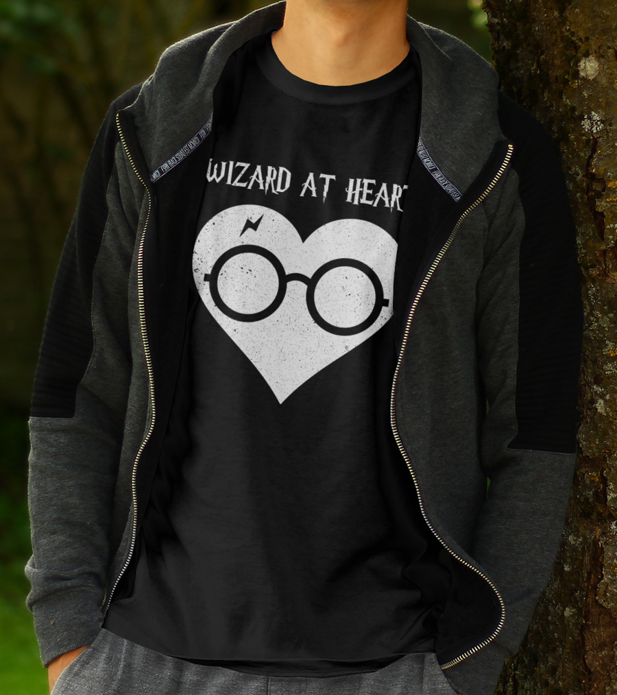 Wizard At Heart Harry Glasses Lightning Bolt Heart T-Shirt