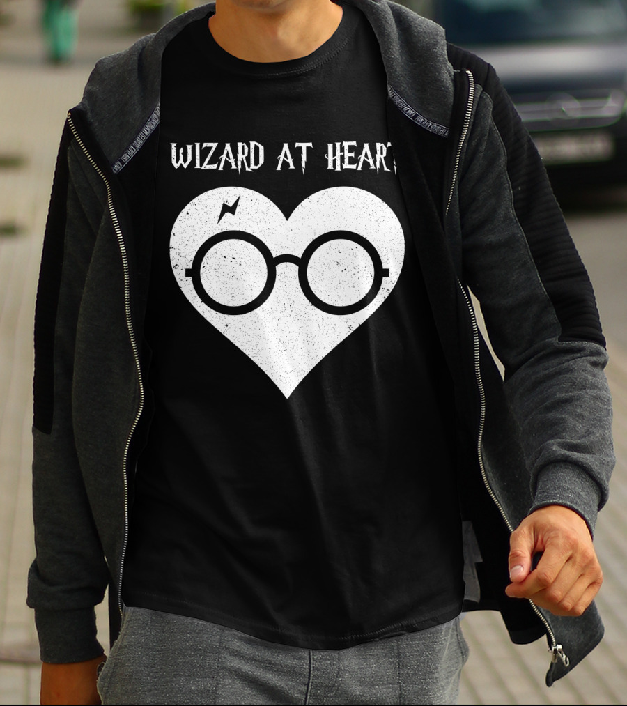 Wizard At Heart Harry Glasses Lightning Bolt Heart T-Shirt