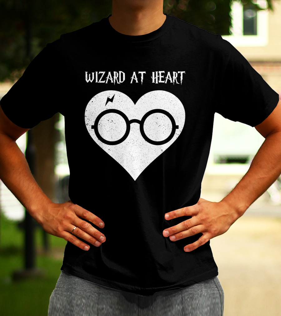 Wizard At Heart Harry Glasses Lightning Bolt Heart T-Shirt