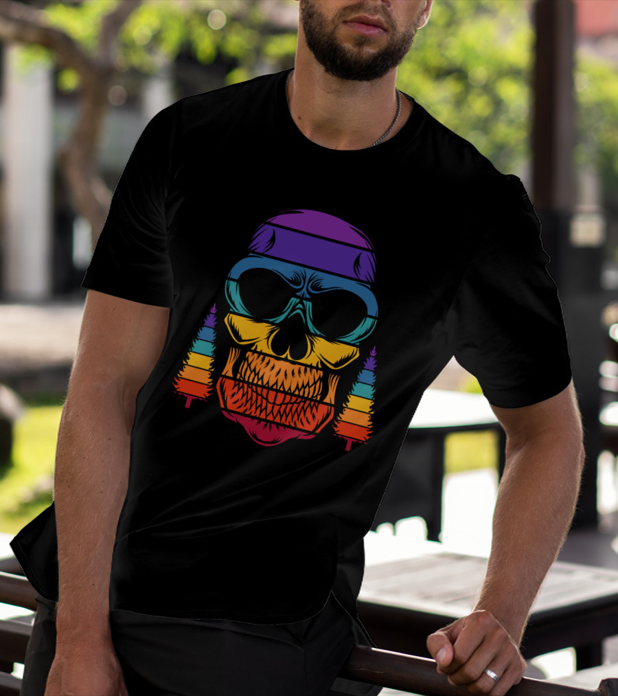 Rainbow Skull With Pine Trees T-Shirt