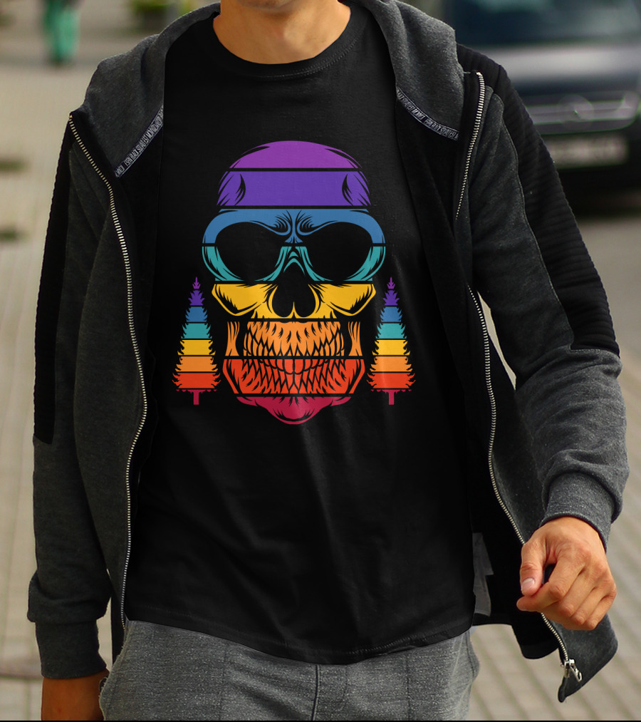 Rainbow Skull With Pine Trees T-Shirt