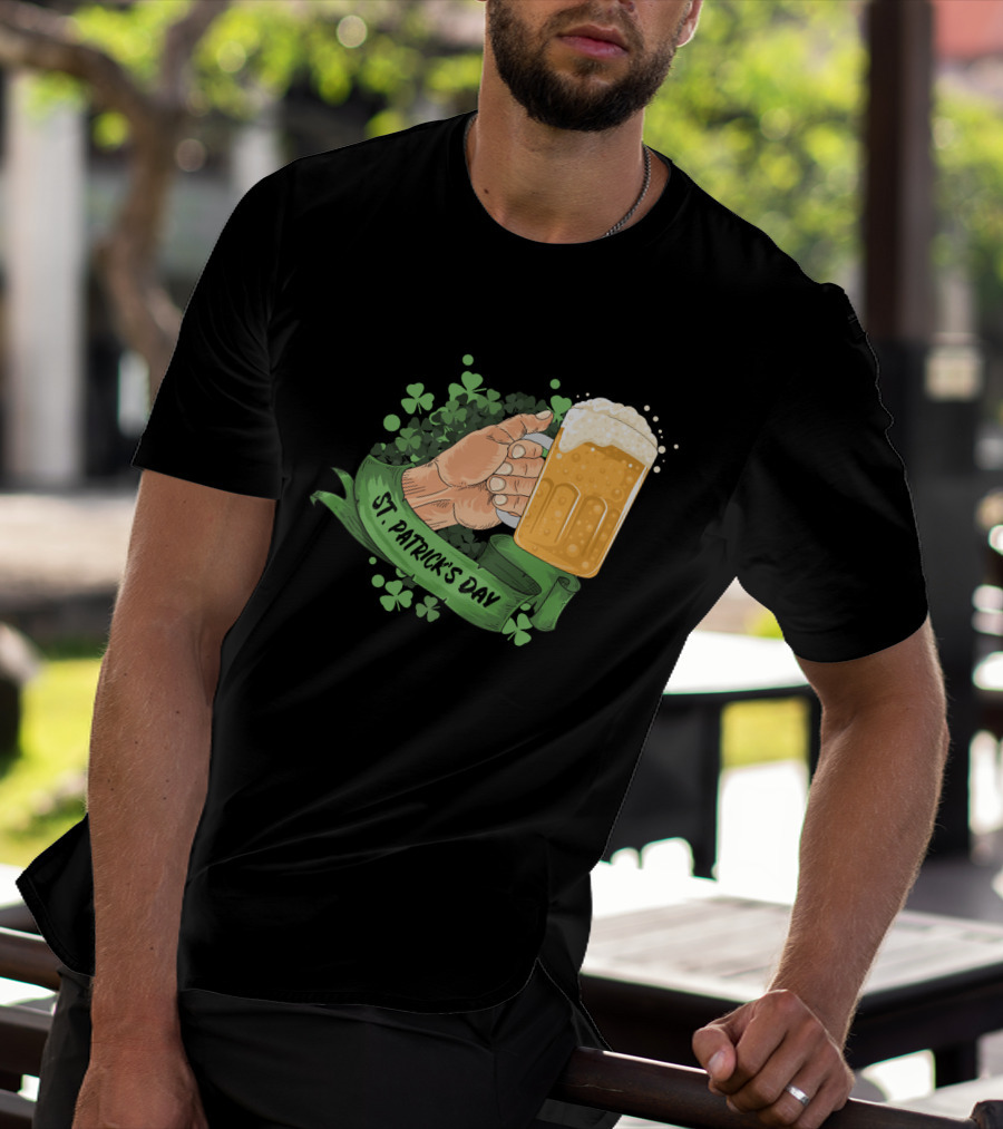St Patrick's Day Big Beer With Shamrocks And Banner T-Shirt