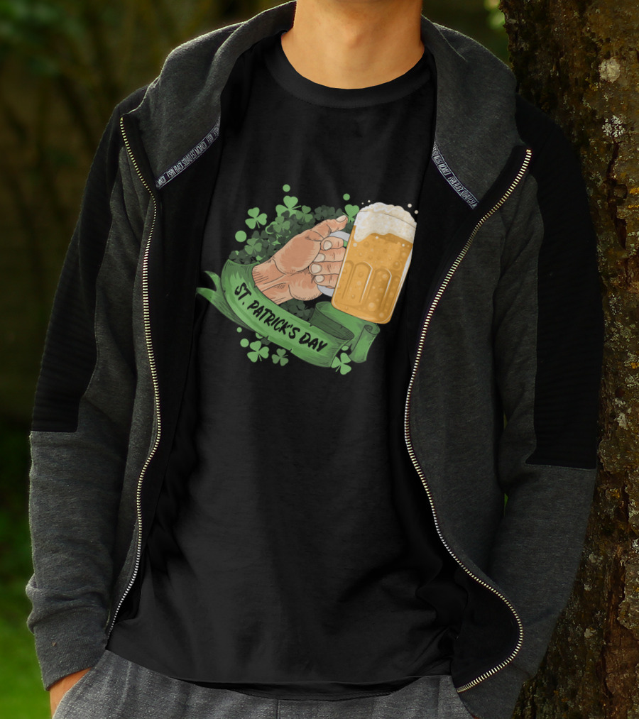 St Patrick's Day Big Beer With Shamrocks And Banner T-Shirt