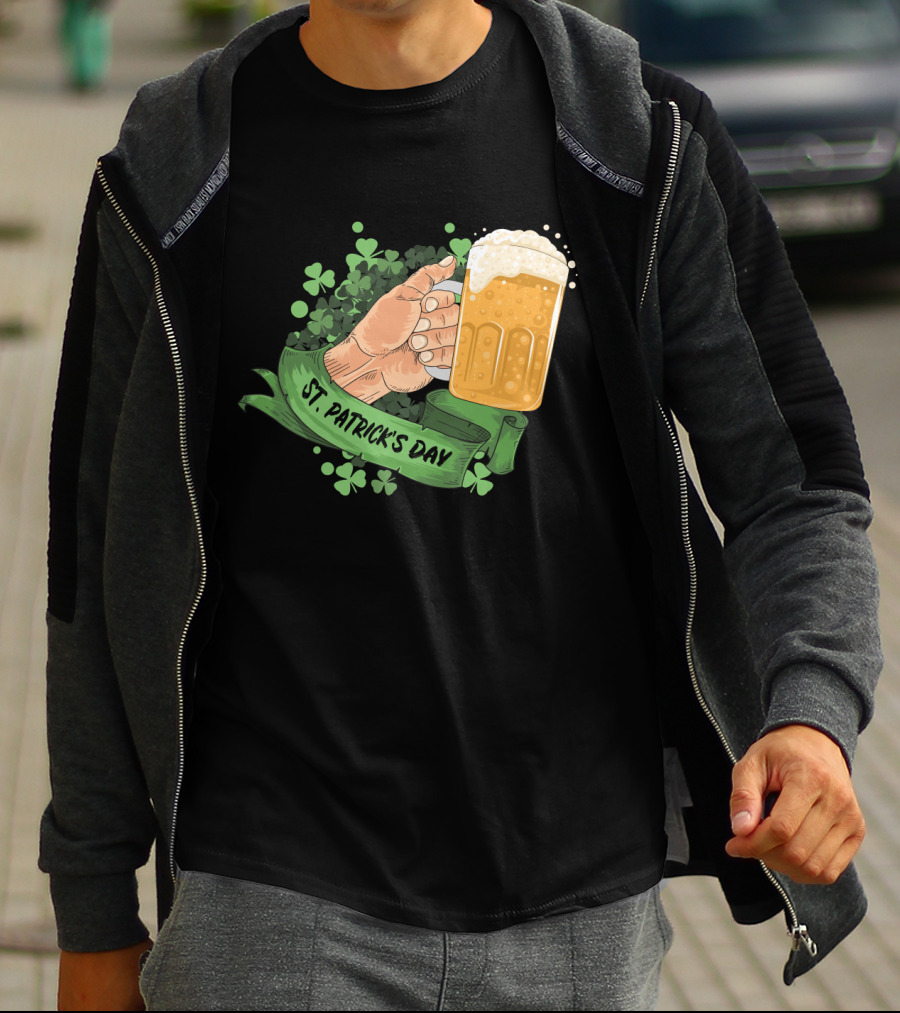 St Patrick's Day Big Beer With Shamrocks And Banner T-Shirt