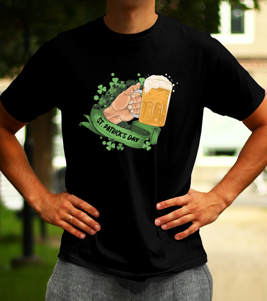 St Patrick's Day Big Beer With Shamrocks And Banner T-Shirt