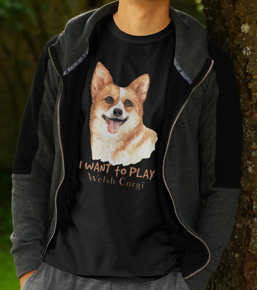 I Want To Play Welsh Corgi Dog Watercolor T-Shirt