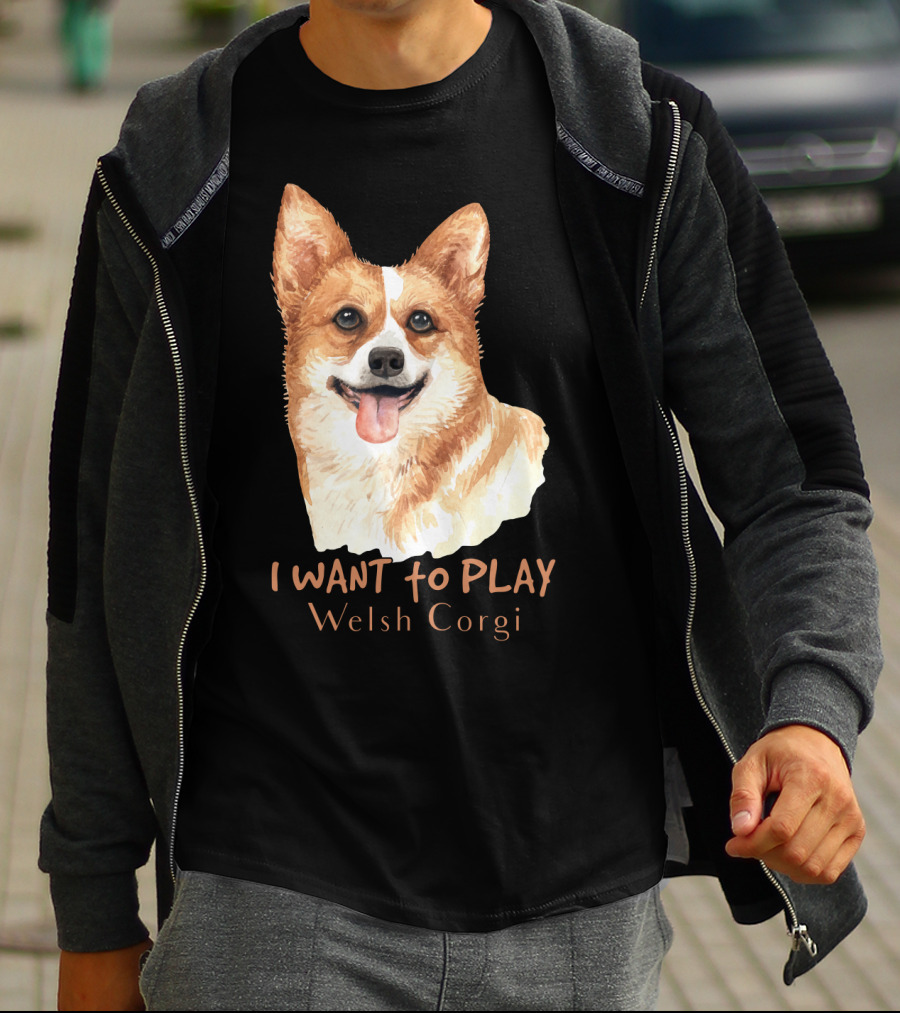 I Want To Play Welsh Corgi Dog Watercolor T-Shirt
