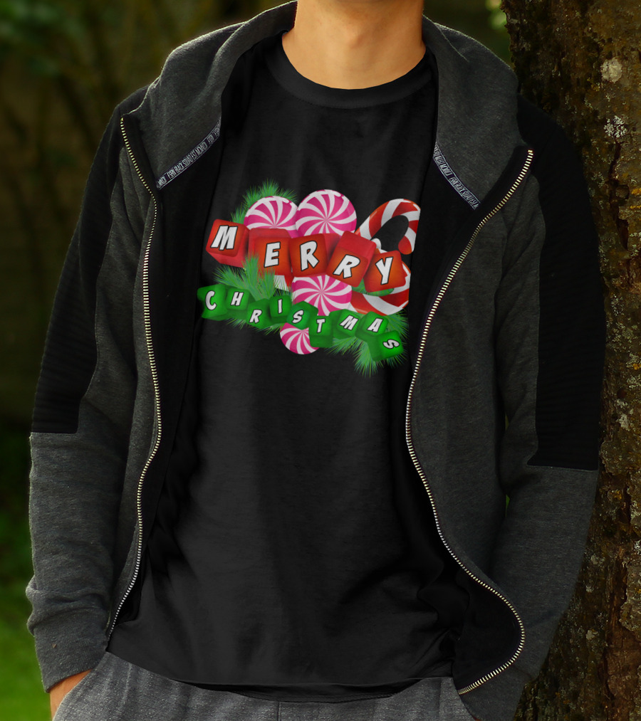 Merry Christmas Candy Canes And Peppermint Ornaments T-Shirt