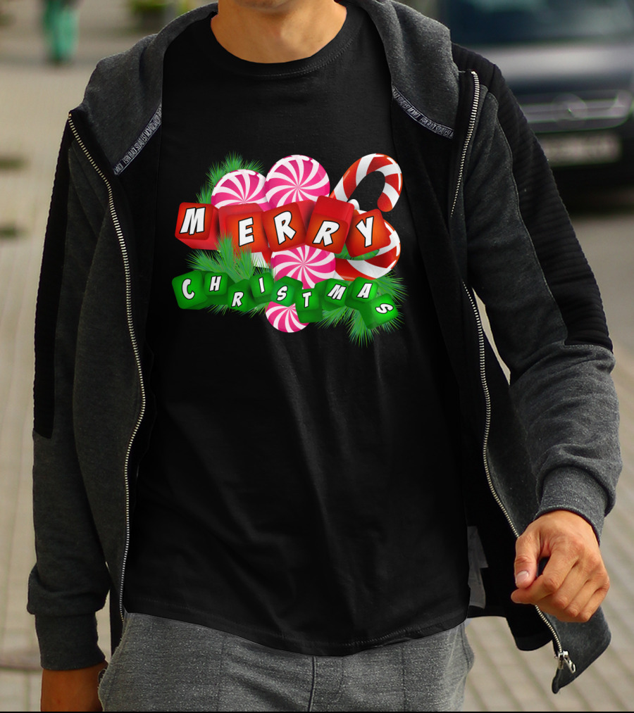 Merry Christmas Candy Canes And Peppermint Ornaments T-Shirt