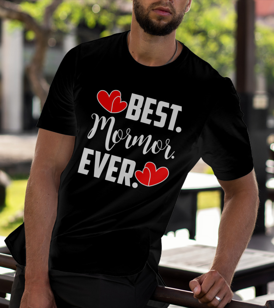 BEST MORMOR EVER Red Hearts T-Shirt