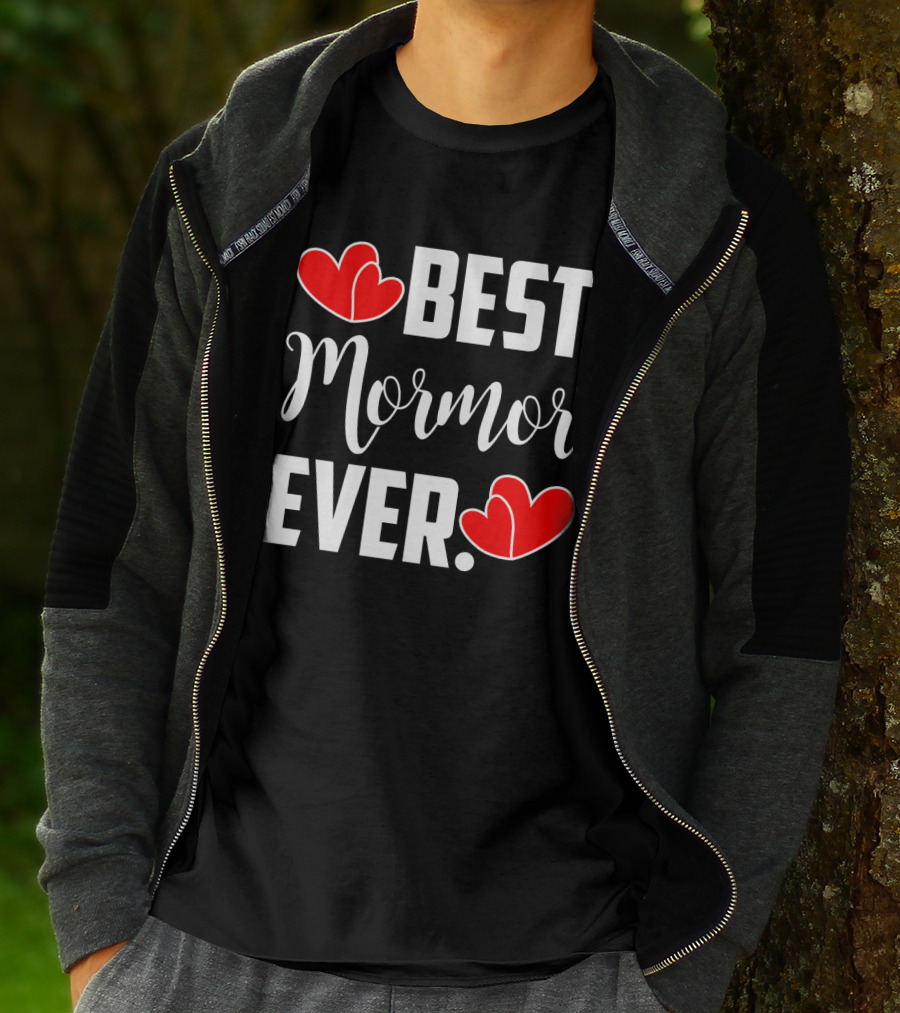 BEST MORMOR EVER Red Hearts T-Shirt