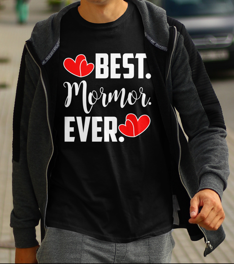 BEST MORMOR EVER Red Hearts T-Shirt
