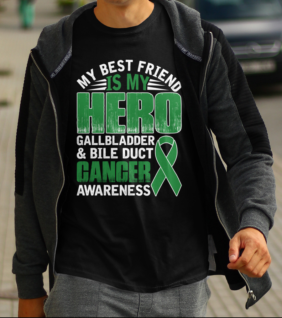 My Best Friend Is My Hero Gallbladder Bile Duct Cancer Awareness T-Shirt