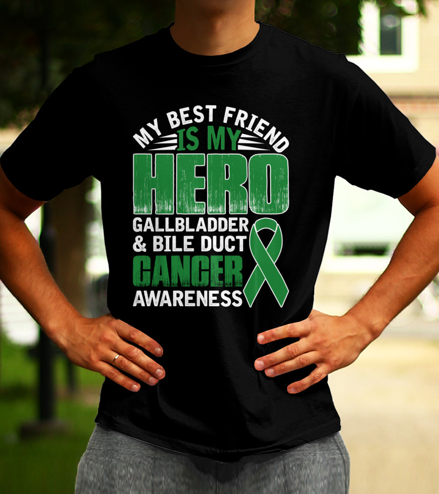 My Best Friend Is My Hero Gallbladder Bile Duct Cancer Awareness T-Shirt