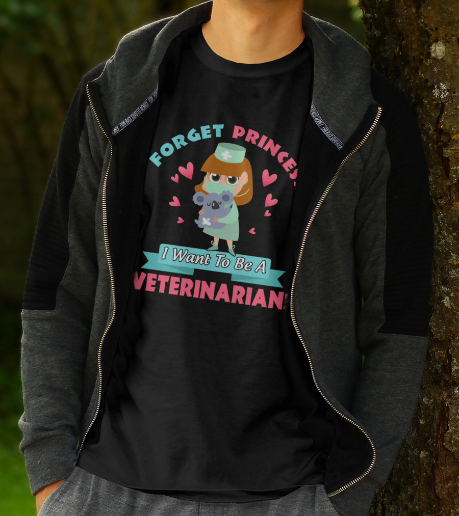 Forget Princess I Want To Be A Veterinarian Cute Koala Nurse Hearts T-Shirt