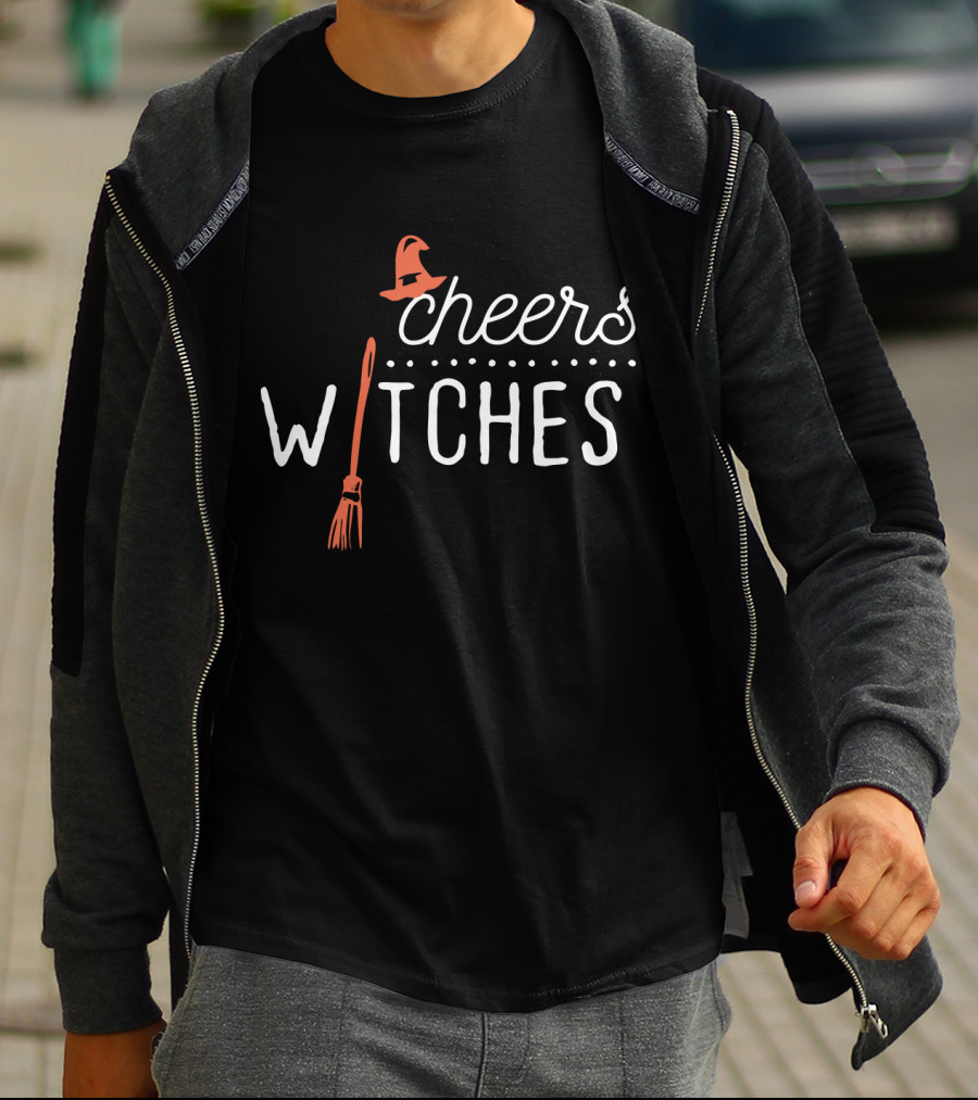 Cheers Witches Halloween Witch Pumpkin Spice Broom Hat T-Shirt
