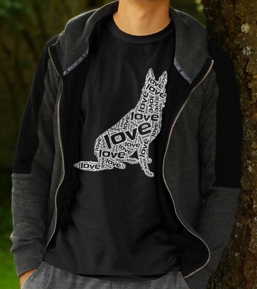 German Shepherd Love Word Art Dog T-Shirt
