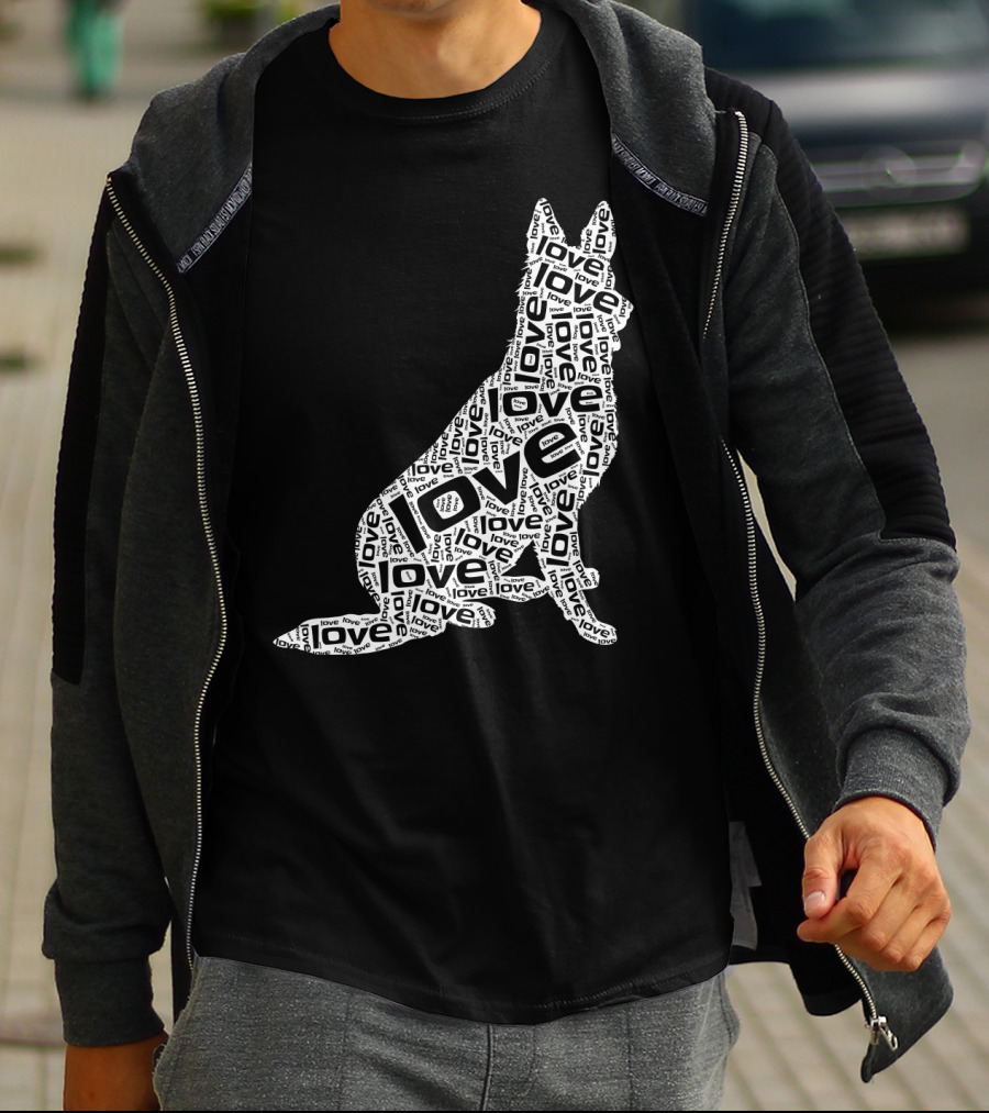 German Shepherd Love Word Art Dog T-Shirt