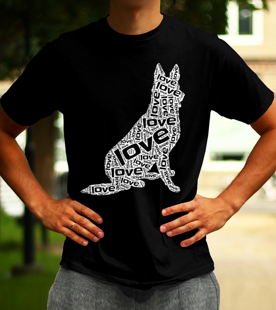 German Shepherd Love Word Art Dog T-Shirt