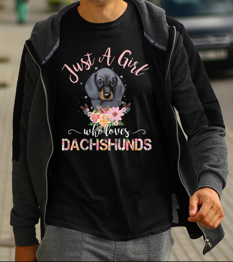 Just A Girl Who Loves Dachshunds Floral Heart Puppy T-Shirt
