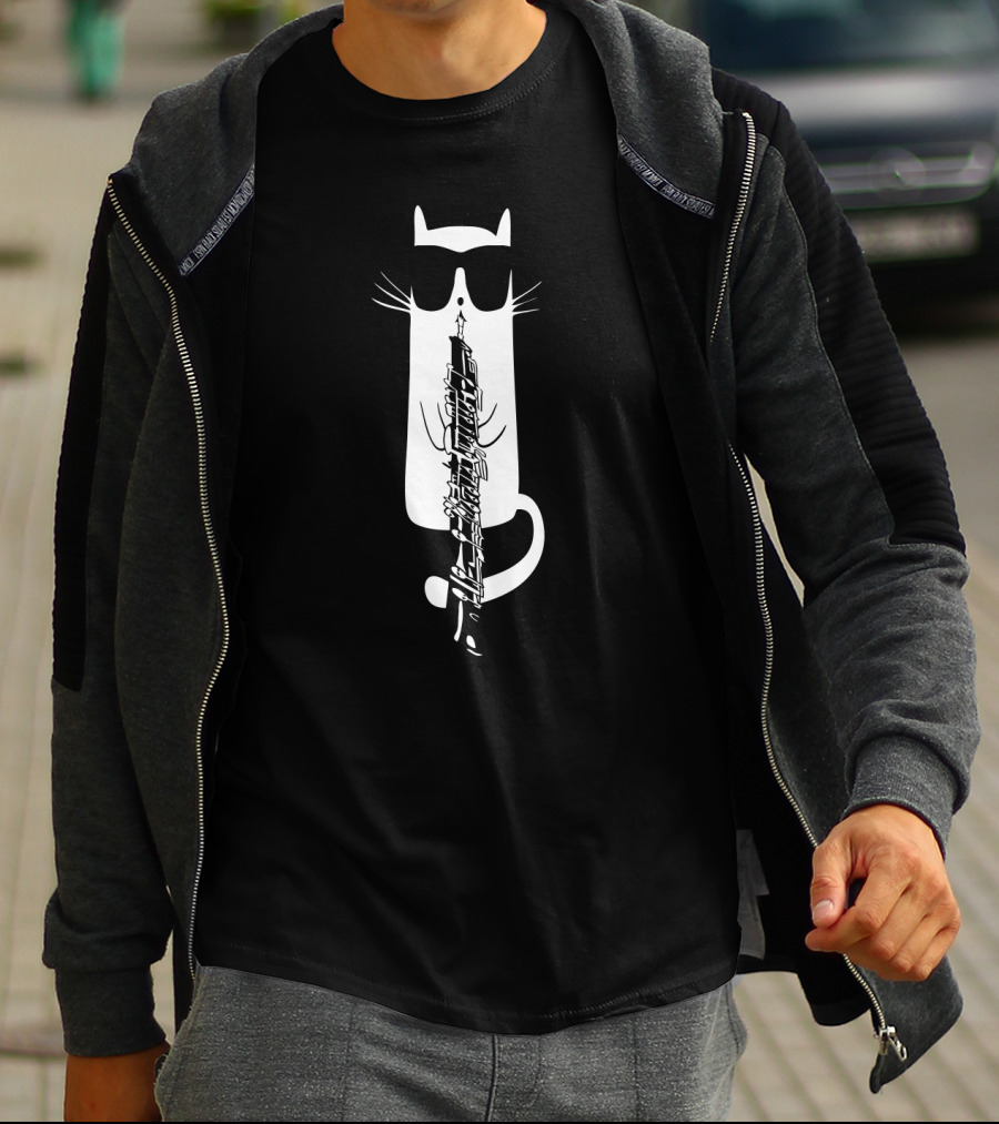 Cool Cat With Shades Playing Oboe T-Shirt