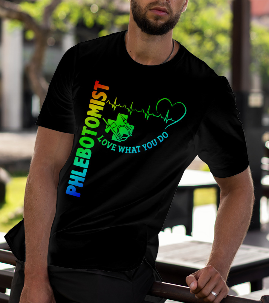 Phlebotomist Love What You Do Heartbeat Iconic Medical T-Shirt