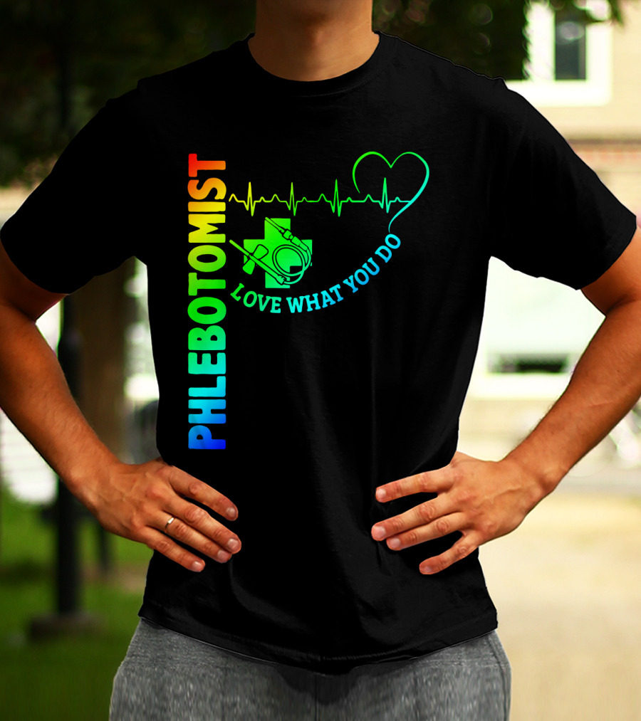 Phlebotomist Love What You Do Heartbeat Iconic Medical T-Shirt
