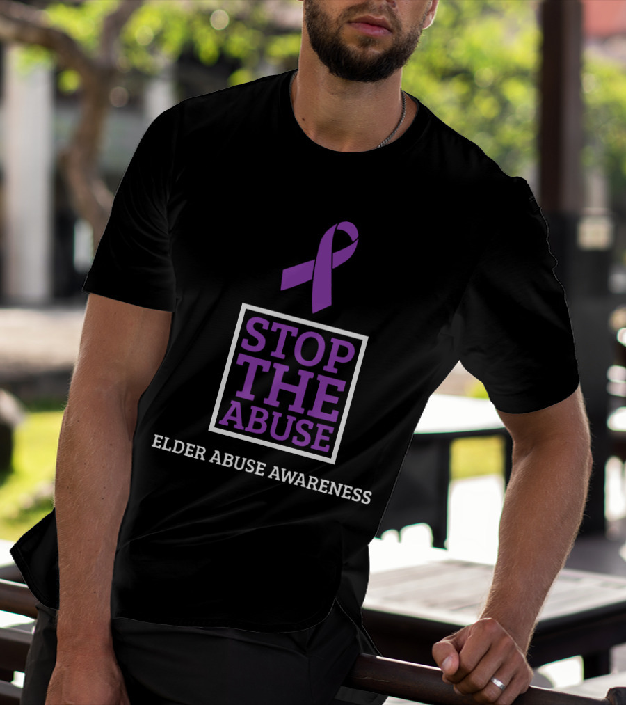 Stop The Abuse Elder Abuse Awareness Purple T-Shirt