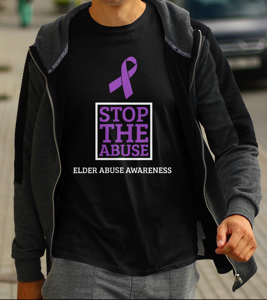 Stop The Abuse Elder Abuse Awareness Purple T-Shirt